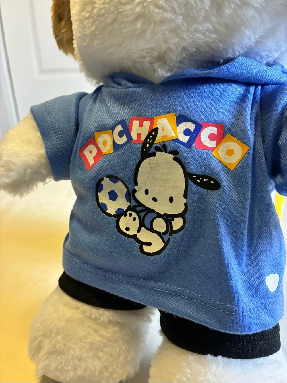 Rare Chocolate Chip Build-A-Bear  Sanrio Pochacco Dog Plush in Soccer Gear